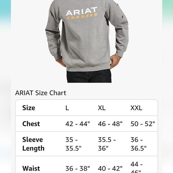 Ariat Rebar Workman Logo Sweatshirt- Grey - Picture 5 of 8